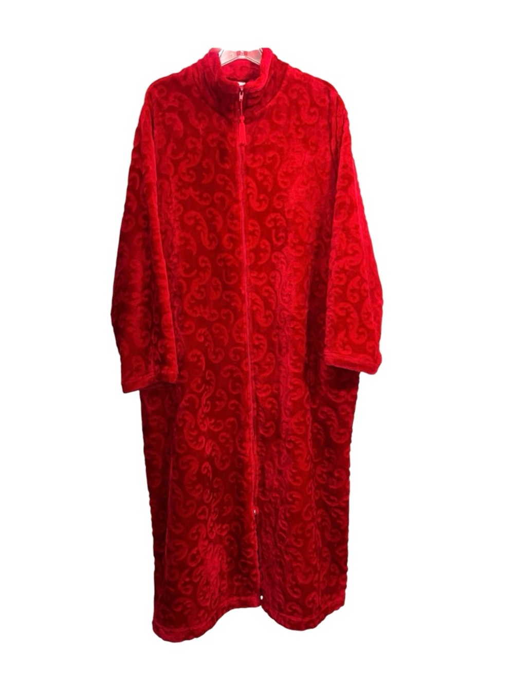 croft & barrow Red Plush Full Zip Long Robe